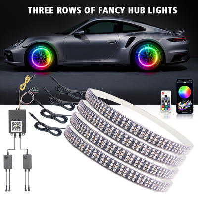 RGB SMD 5050 LED Strip IP67 Waterproof LED Car Wheel Hub Color Light RGB Wheel LED Lights For Car Rims With App Control