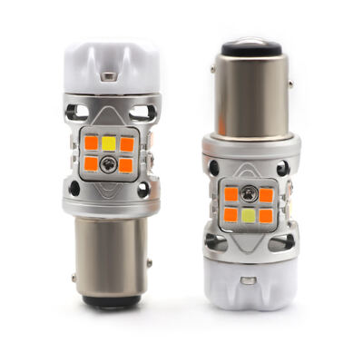 Buy Newest Innovative T3 Dual Color Switchback CANBUS LED Bulb 1157 BAY15D With 1200LM Anti Hyper Flash Amber Turn Signal Light and White DRL online manufacture