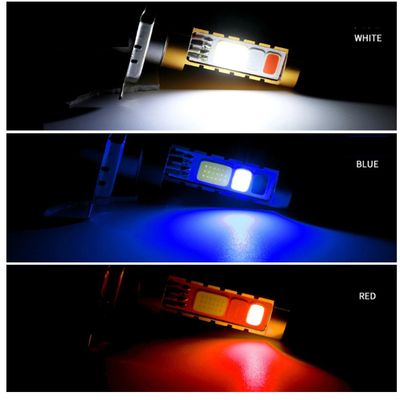3 Colors COB LED Headlight H4 H6 80W P15D BA20D White Blue Red