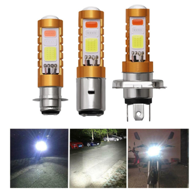 3 Colors COB LED Headlight H4 H6 80W P15D BA20D White Blue Red
