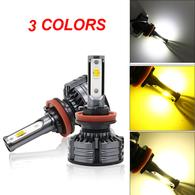 Universal 3 Color Brightest Led Headlight Bulbs H1 H3 H4 H7 H11 9005  9006