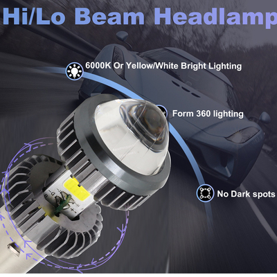 Motorcycle Led Headlight Bulb Projector H4 BA20D Dual Color 20W  Mini Fog Driving Lights Bulbs