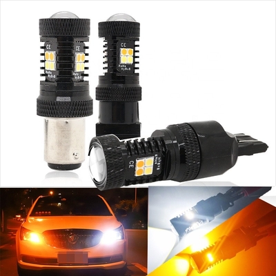Dual Color White Yellow 12V Switchback LED Brake Turn Signal Lights 1157 3157 7443 3030 16SMD