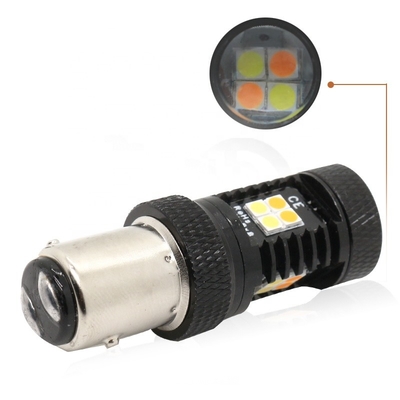 Dual Color White Yellow 12V Switchback LED Brake Turn Signal Lights 1157 3157 7443 3030 16SMD