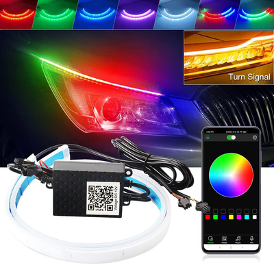 APP Control DRL LED Day Time Running Light Universal Neon Waterproof Switchback RGB