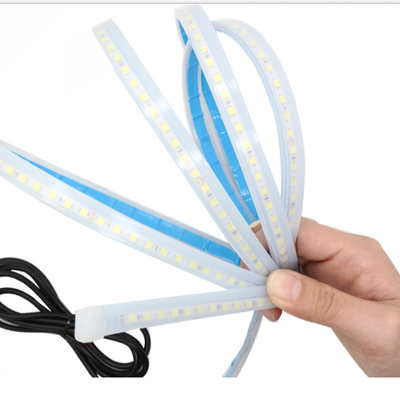 2pcs 12V Flexible Waterproof Car Headlight LED Tube Strip Turn Signal Brake Flow Guide Lights DRL
