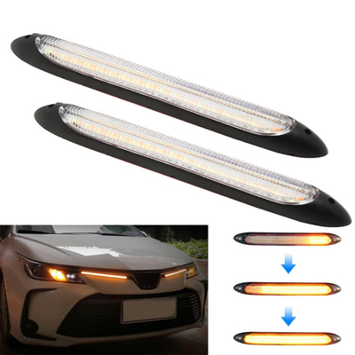 Drl Emergency Warning Car Headlight Led Tube Two Color Streamer Turn Signal