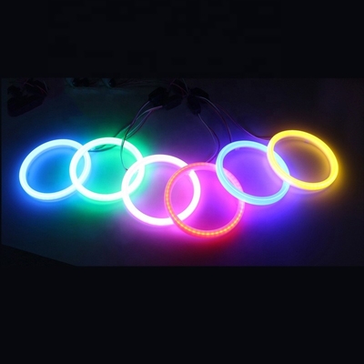 Cotton Light Cob Led Angel Eyes Car Headlight Aperture 70MM RED BLUE Fog Lamp 12-18V 60MM 80MM