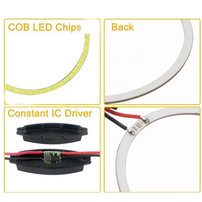 Car Headlight Cob 90mm Angel Eyes  RED BLUE Fog Lamp 12-18V