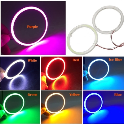 Car Headlight Cob 90mm Angel Eyes  RED BLUE Fog Lamp 12-18V