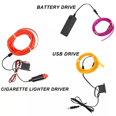 RGB Neon Decorative EL Wire Car Interior Atmosphere Lights USB DIY cold light line