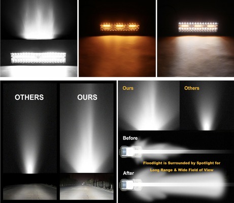 9 Inch 180W Dual Row LED Light Bar White / Amber For Offroad Cars
