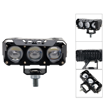 Three Eyeballs Motorcycle Spotlights LED Head Light Near Yellow Far White Auxiliary Light