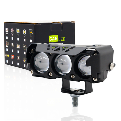 Three Eyeballs Motorcycle Spotlights LED Head Light Near Yellow Far White Auxiliary Light