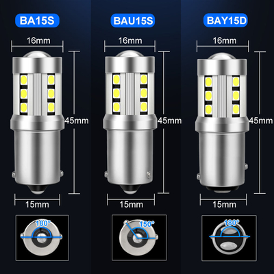 Universal White LED Car Turn Signal Lights1156 1157 3030 15SMD LED Bulb White Yellow Canbus License Plate Interior Led