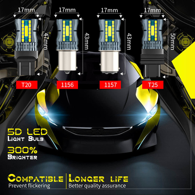 Waterproof 12V 1156 3030 24LED+2COB Brake Turn Signal Lights 3156 Dual Color Led Bulb