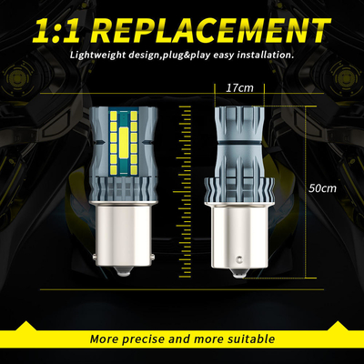 Waterproof 12V 1156 3030 24LED+2COB Brake Turn Signal Lights 3156 Dual Color Led Bulb
