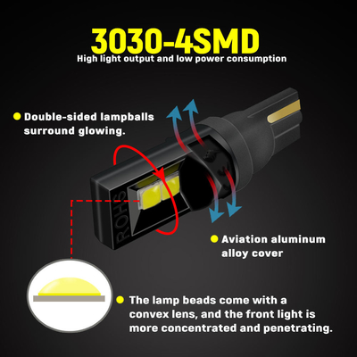 360 Degree LED Light Bulbs T10 194 168 147 W5W 3030 Car LED Interior Bulbs Error Free License Plate Light