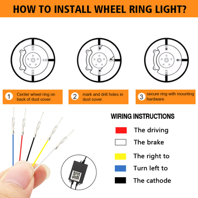 RGB SMD 5050 LED Strip IP67 Waterproof LED Car Wheel Hub Color Light RGB Wheel LED Lights For Car Rims With App Control