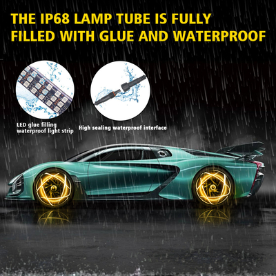 RGB SMD 5050 LED Strip IP67 Waterproof LED Car Wheel Hub Color Light RGB Wheel LED Lights For Car Rims With App Control