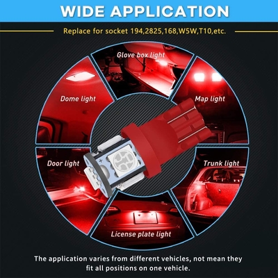 194 Automotive LED Light Bulbs 6500K Wedge T10 SMD 5050 Chips
