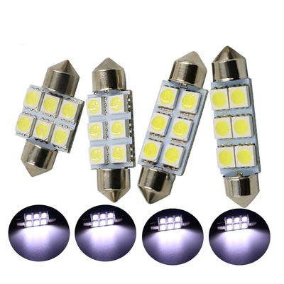 Festoon C5W 5050 6SMD LED Car Interior Lights Lamp Bulb Dome Blue White DC 12V 31mm 36mm 39mm 41mm