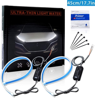 Flowing Bar Silicone Drl Daytime Running Lights 45CM 17.7&quot; White Amber Flexible LED Tube Strip