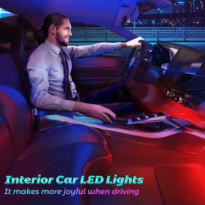 4 Pcs 48 Led Strip Car Interior Atmosphere Lights IP65 With USB Port APP Control