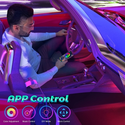 4 Pcs 48 Led Strip Car Interior Atmosphere Lights IP65 With USB Port APP Control