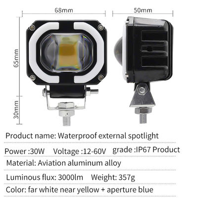 4x4 Offroad LED Work Lamp Headlights Fog Driving Light 12-80V 4 Inch 30W Dual Colors