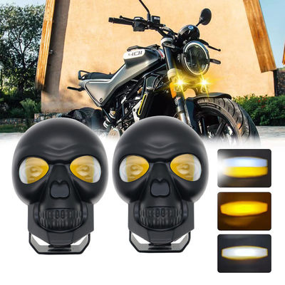 3inch 40w Motorcycle Skull Headlights External Spotlight LED Mini Driving Light Dual Color