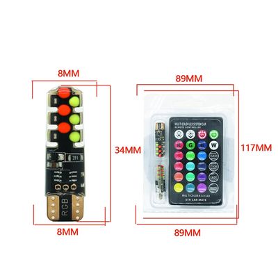 Brightness New type car Interior led light bulb T10 5050 6SMD RGB color With RGB With Remote strobe flashing lights