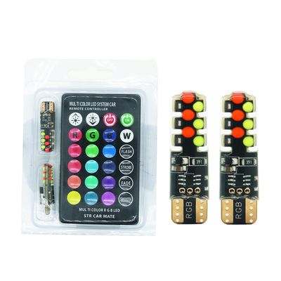 Brightness New type car Interior led light bulb T10 5050 6SMD RGB color With RGB With Remote strobe flashing lights