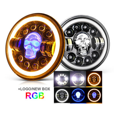 7Inch Round Motorcycle LED Headlights For Harley Royal Enfield 12000lm